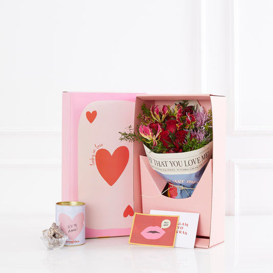 CAIXA ERMÉTICA LOVE + PALHA ITALIANA EU TE AMO